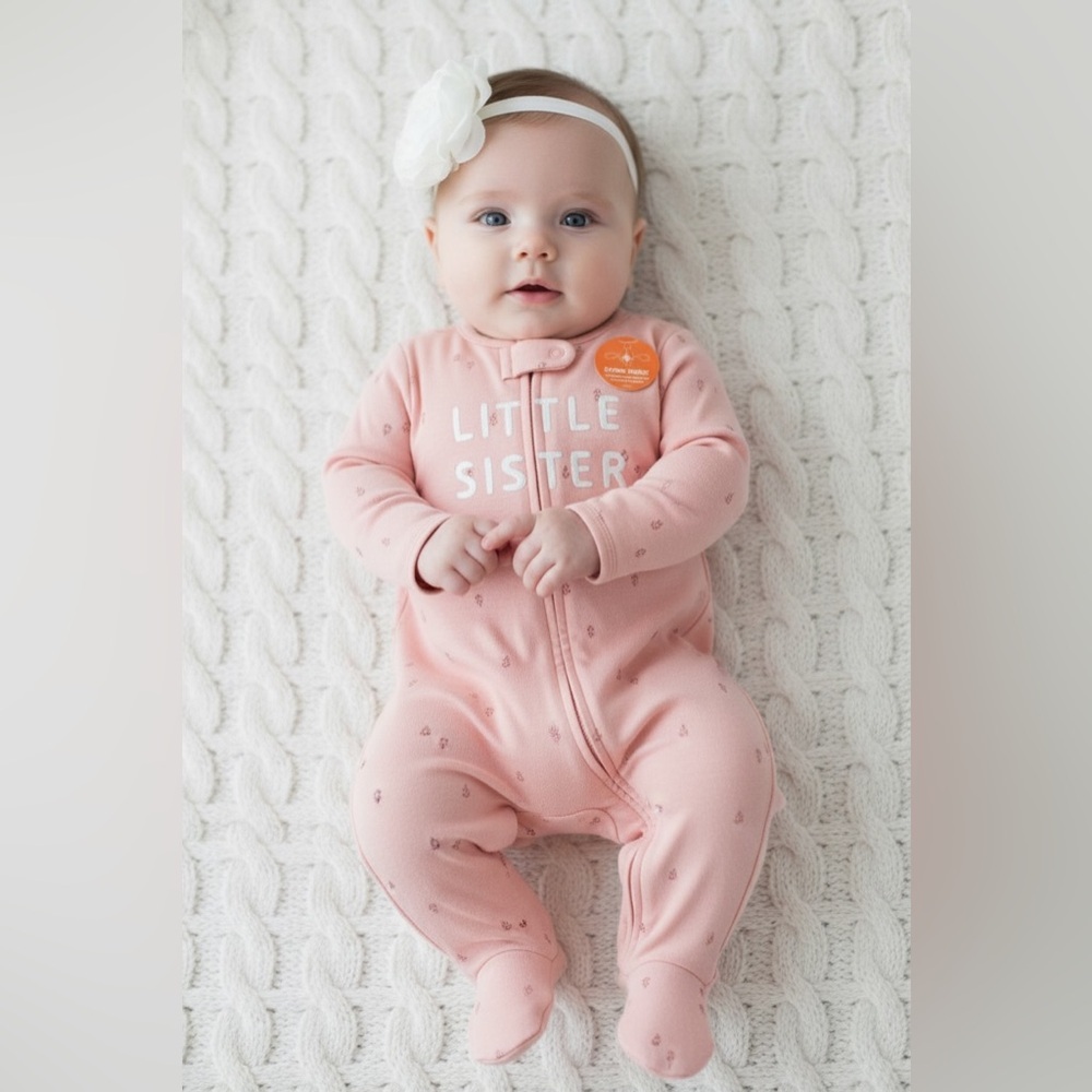 Cat & Jack Blush 'Little Sister' Footie